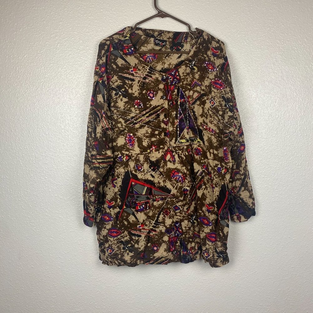 Vintage Rosey Tomato Beaded Top